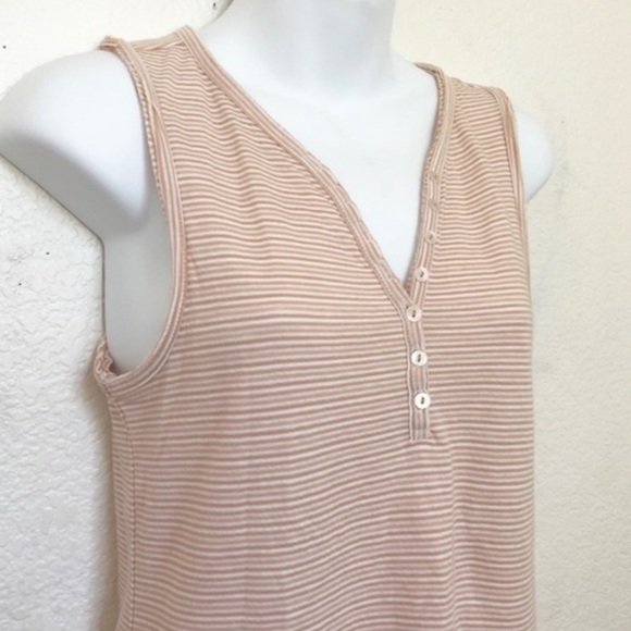 Anthropologie Postmark Striped Henley Tank Top - Picture 3 of 11